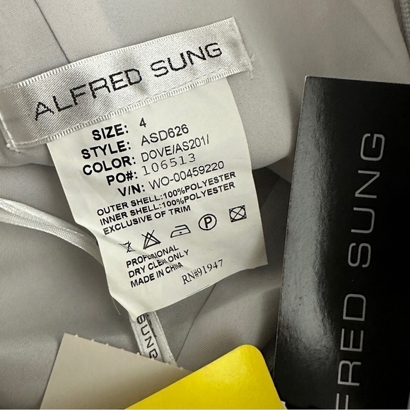 Alfred Sung short bridesmaid dress with bows dove NWT 2 / 4 / 8 - Picture 8 of 8